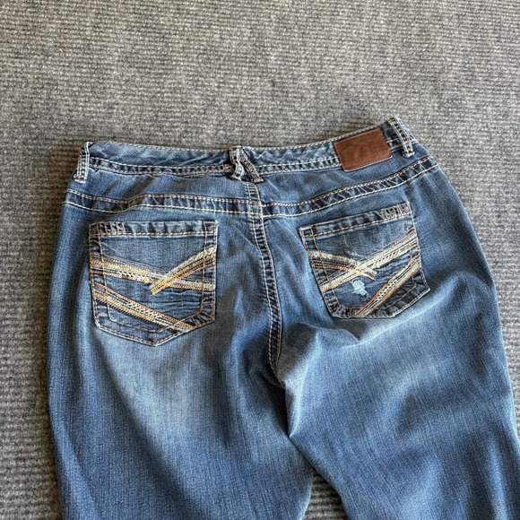 Maurices Womens 11/12 Reg Blue Jeans Sequin Pocket Bootcut Medium Wash Y2K 1840 - Picture 6 of 8